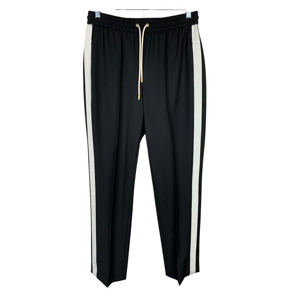 ME+EM Pants Black White Tuxedo Stripe Track Style Pockets Women's 8